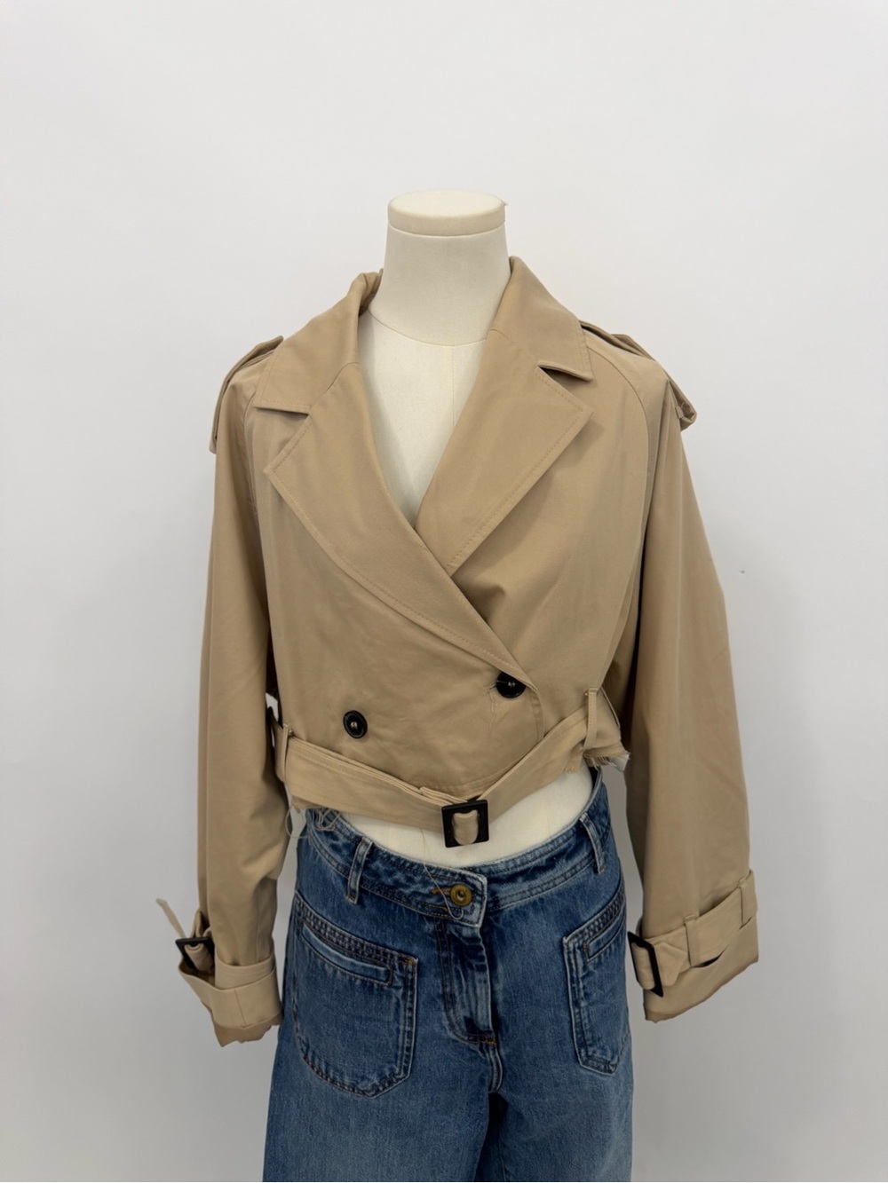NWT Zara Cropped Tan Trench Jacket